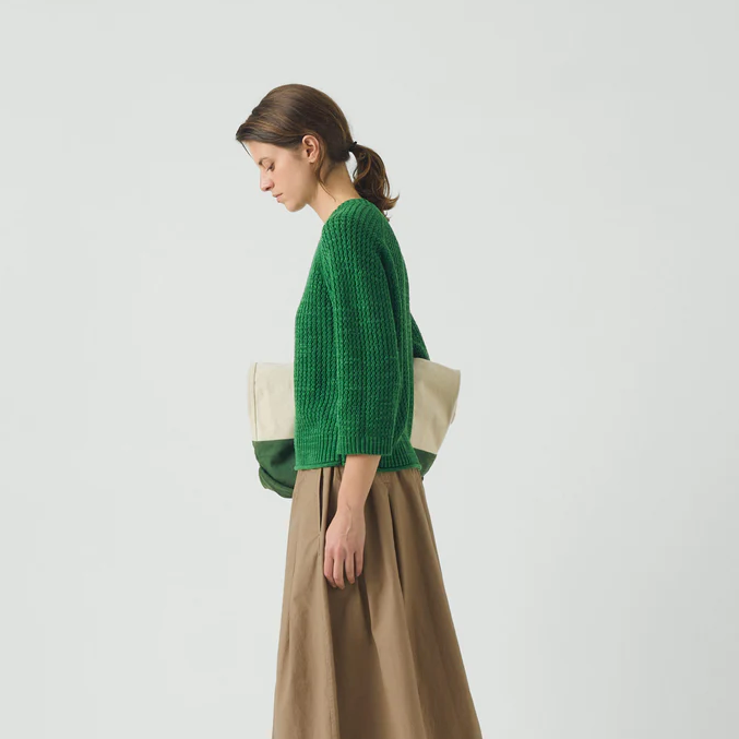 Viridian Green Textured Rib Linen Sweater