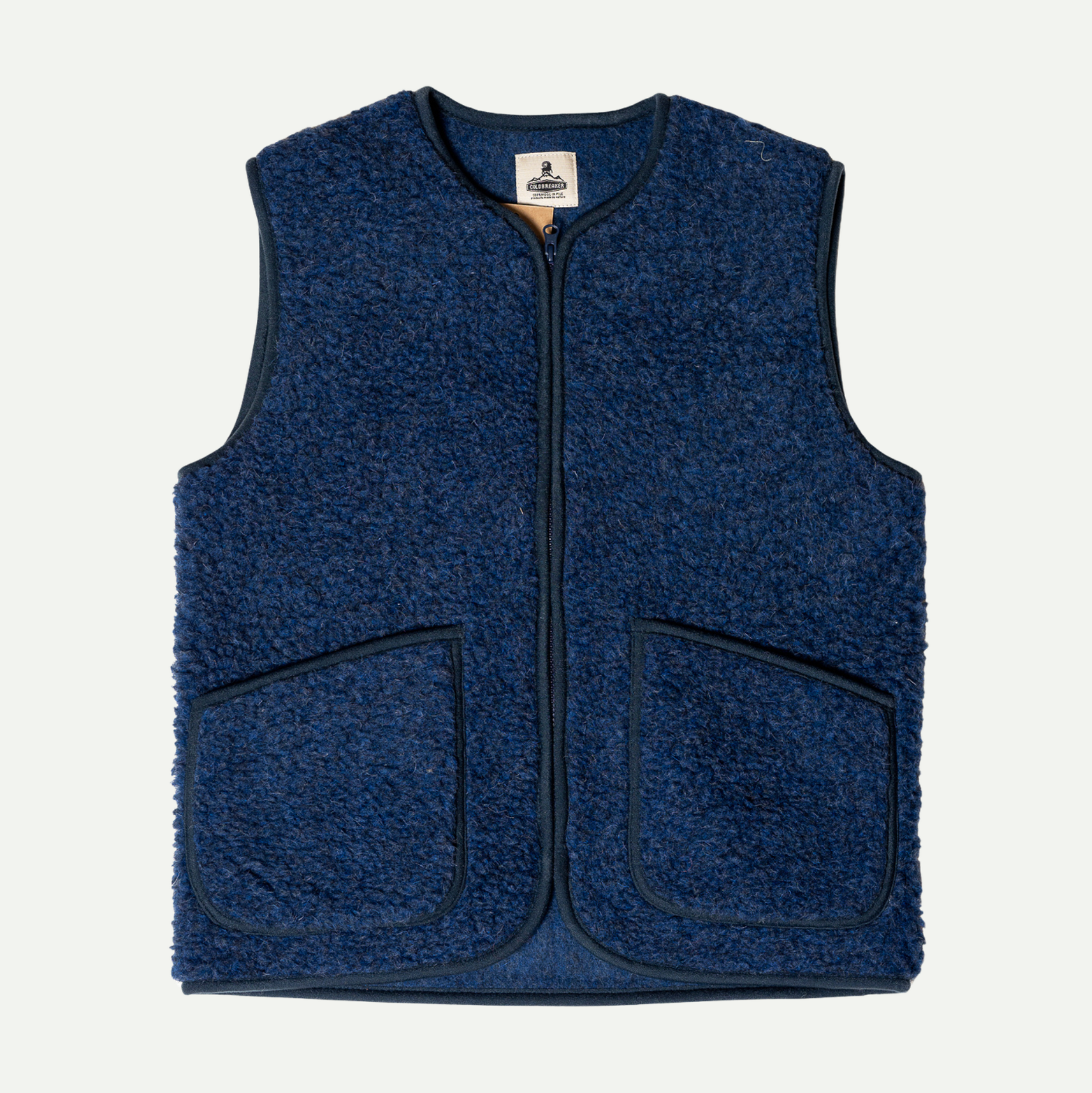 Dark Blue Pepitko Wool Fleece Vest