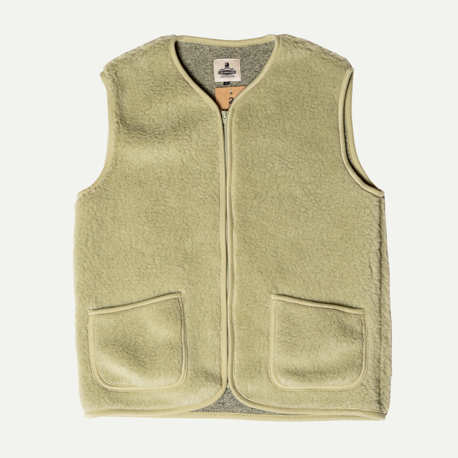 Ultralight Pistachio Pepitko Wool Fleece Vest