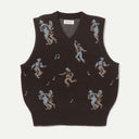 Brown Jacquard Knit Vest
