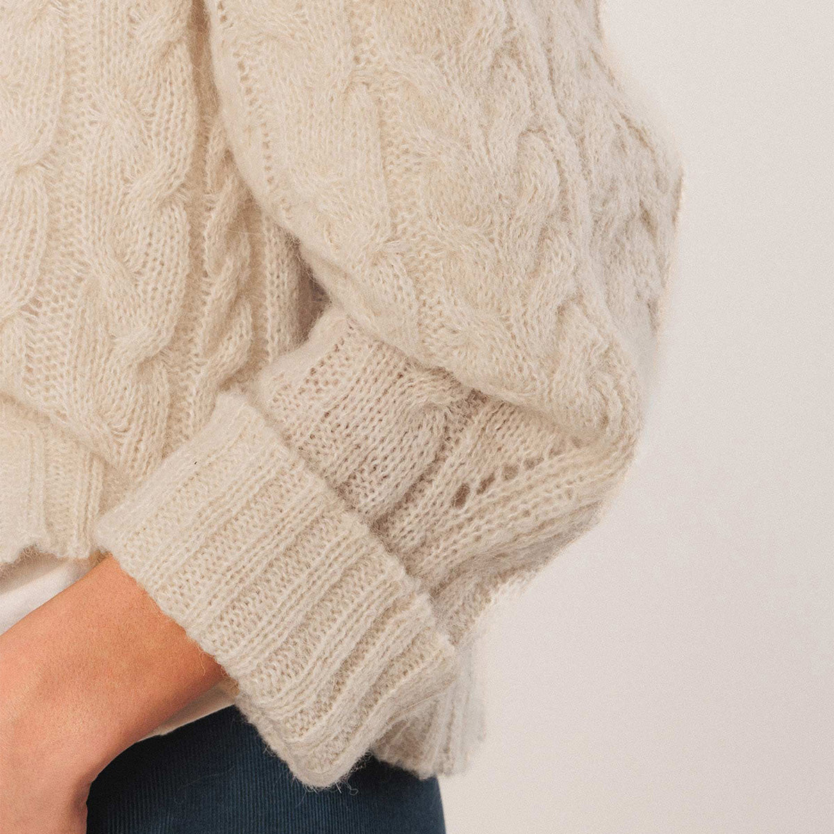 Crudo Cable Knit Crop Sweater