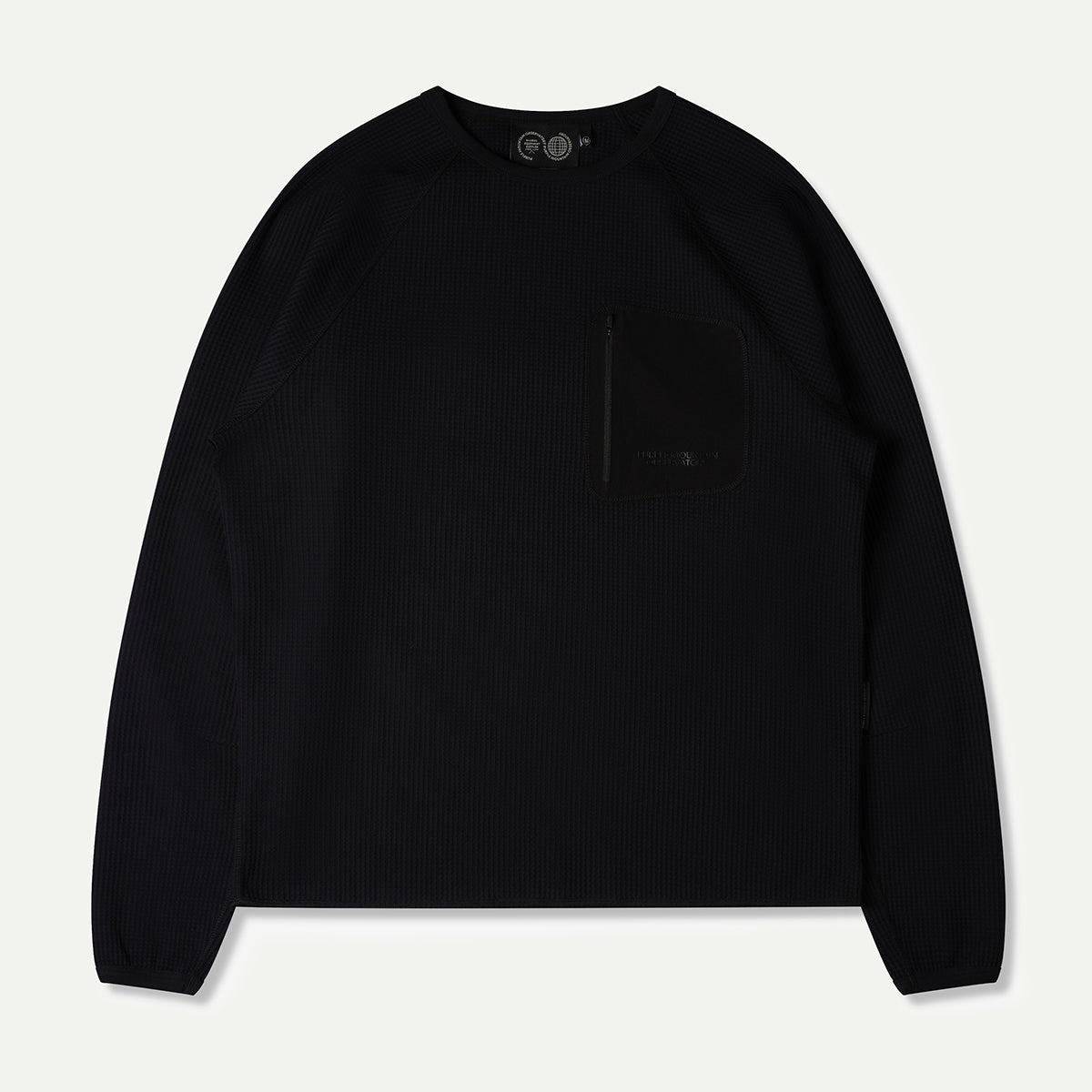 Black Long Sleeve Waffle Knit Jersey