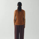 Beetroot/Butterscotch Stripe Linen Vest