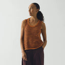 Beetroot/Butterscotch Stripe Linen Vest