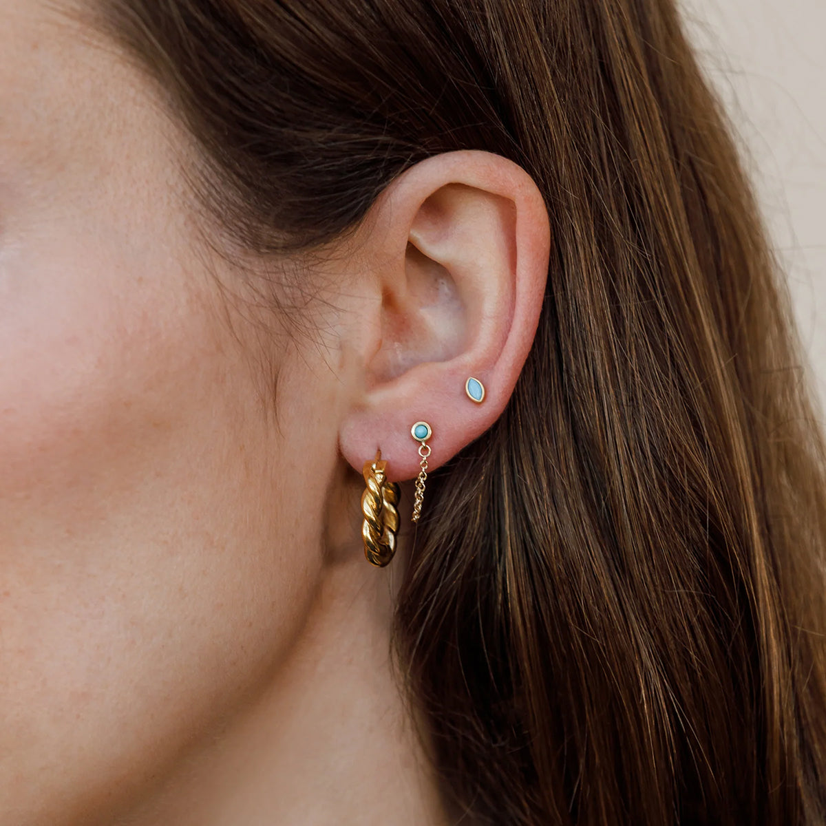 Turquoise Elliptical Stud Earrings