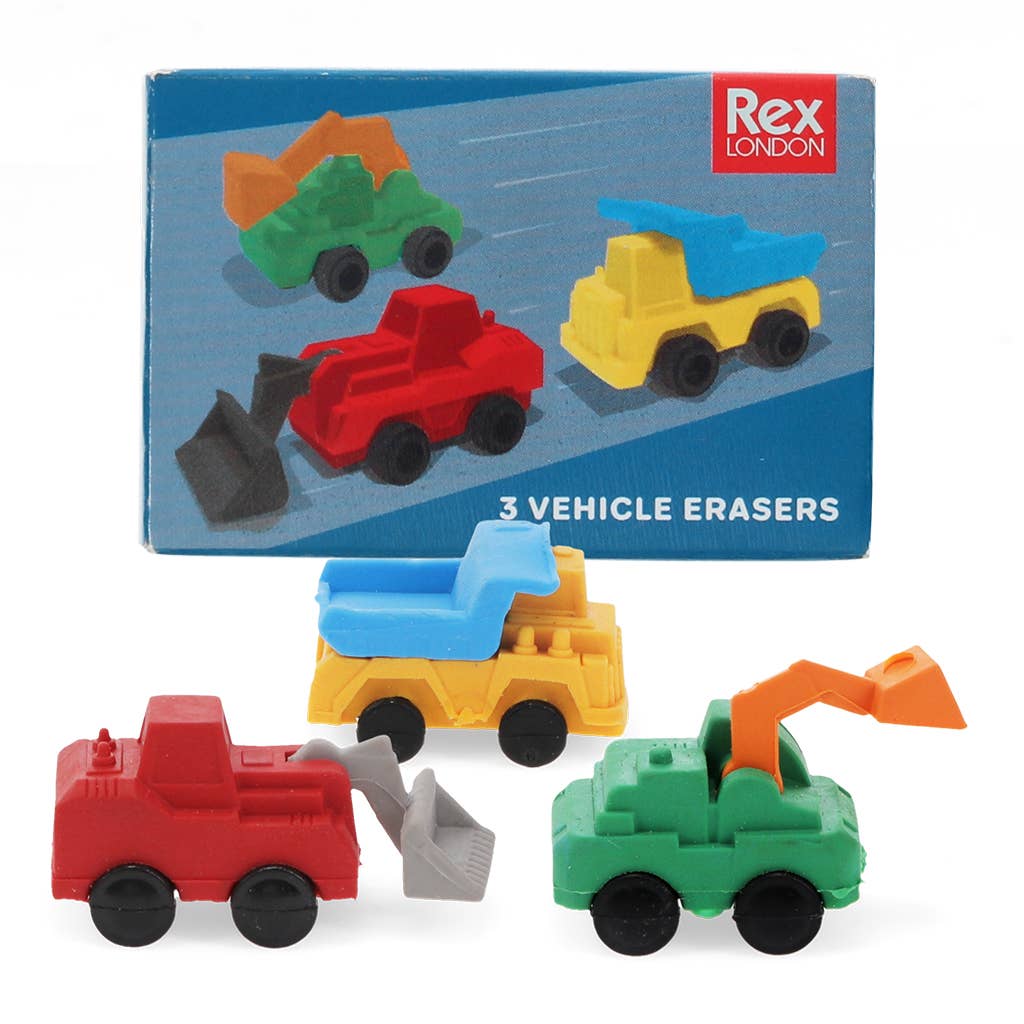 Construction Vehicles Erasers (set of 3)