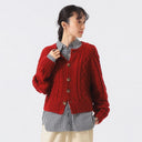 Red Nep Aran Cardigan