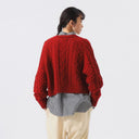Red Nep Aran Cardigan
