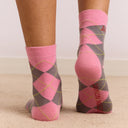Pink/Grey Argyle Socks