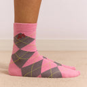 Pink/Grey Argyle Socks