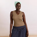 Brown Stripe Arlea V-Neck Tank