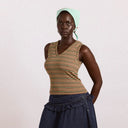 Brown Stripe Arlea V-Neck Tank