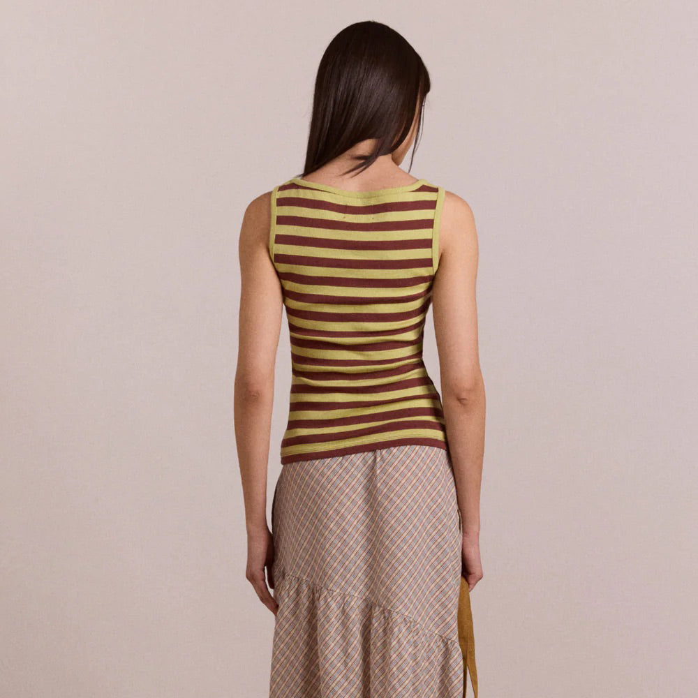 Avocado/Chocolate Stripe Avielle Tank