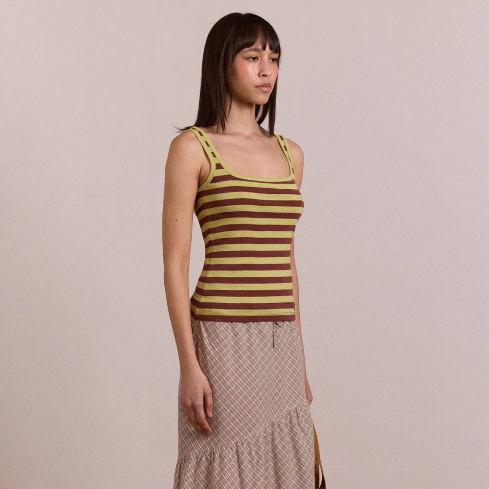 Avocado/Chocolate Stripe Avielle Tank