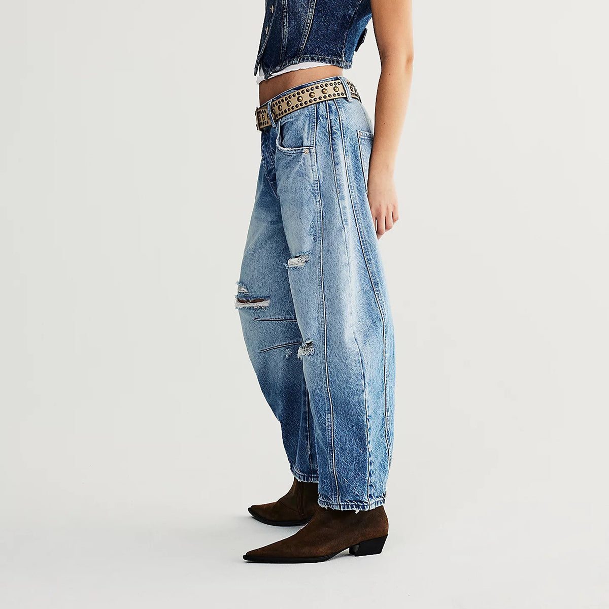 Barnyard Blue Good Luck Barrel Jean