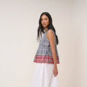 Black Gingham Embroidered Top