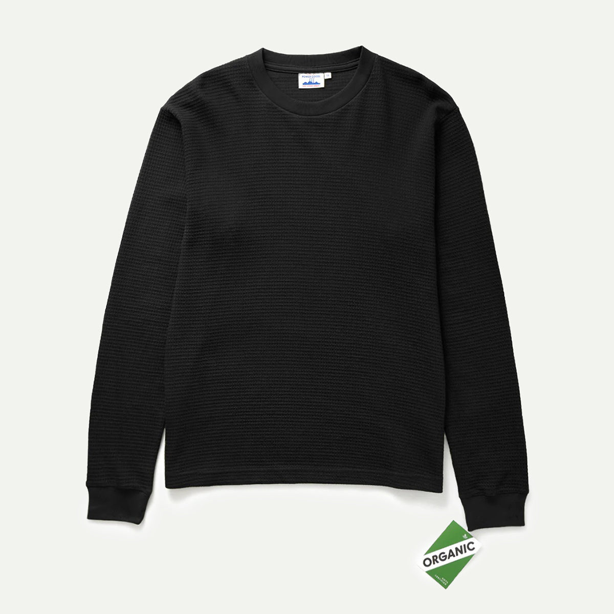 Black Thermal Waffle Long Sleeve T-Shirt