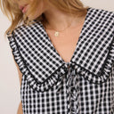 Black Gingham Blair Ruffle Collar Top