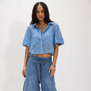 Blissful Blue Mannie Lace Blouse