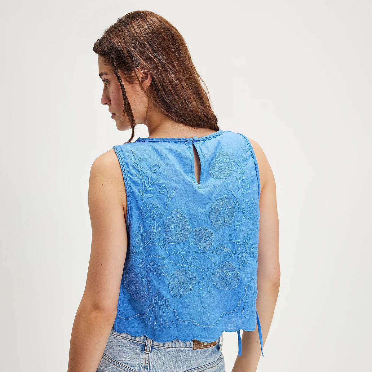 Free People Blue Marina Faded Gardens Tank Top