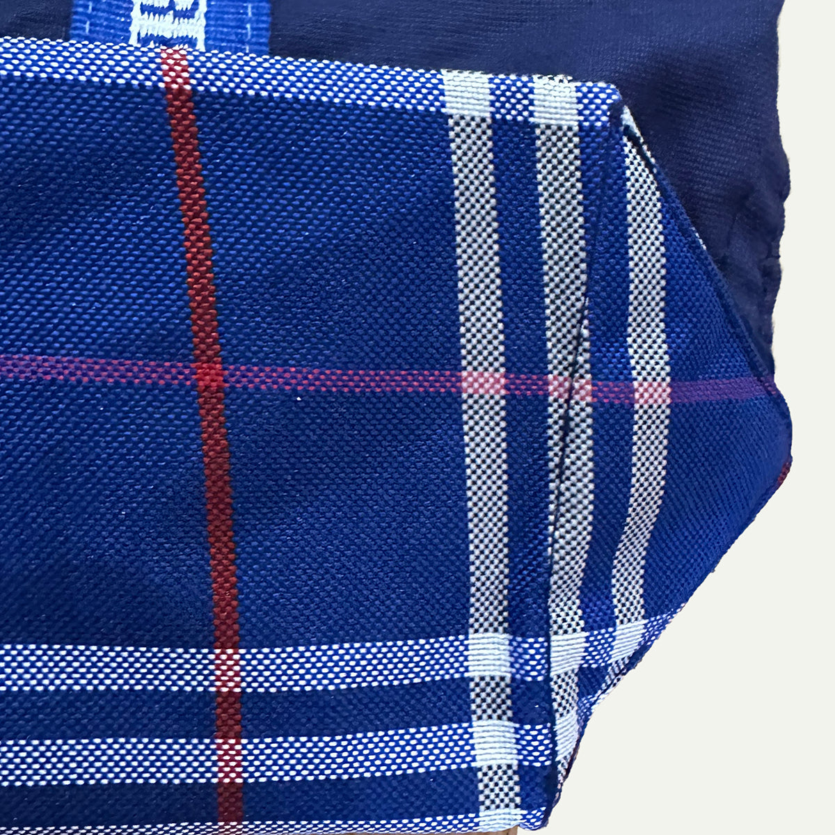 Navy Blue Check Tote Bag
