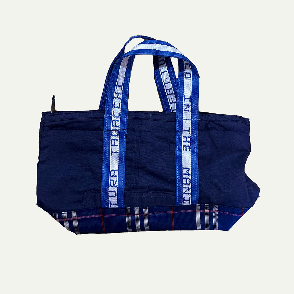 Navy Blue Check Tote Bag