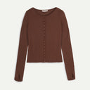 Dark Brown Fine Wool Natalie Cardigan
