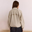 Oyster Gingham Lailah Lightweight Bomber