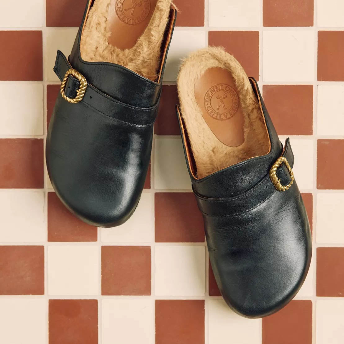 Black Braided Barley Leather Slide