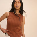 Brown Sheer Knit Vest