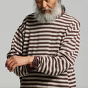 Brown Stripe Knit Long Sleeve Tee