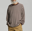 Brown Stripe Knit Long Sleeve Tee