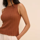 Brown Sheer Knit Vest