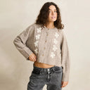 Natural Blanca Floral Crop Cardigan