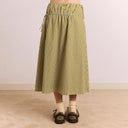 Basil Stripe Caspia Volume Midi Skirt