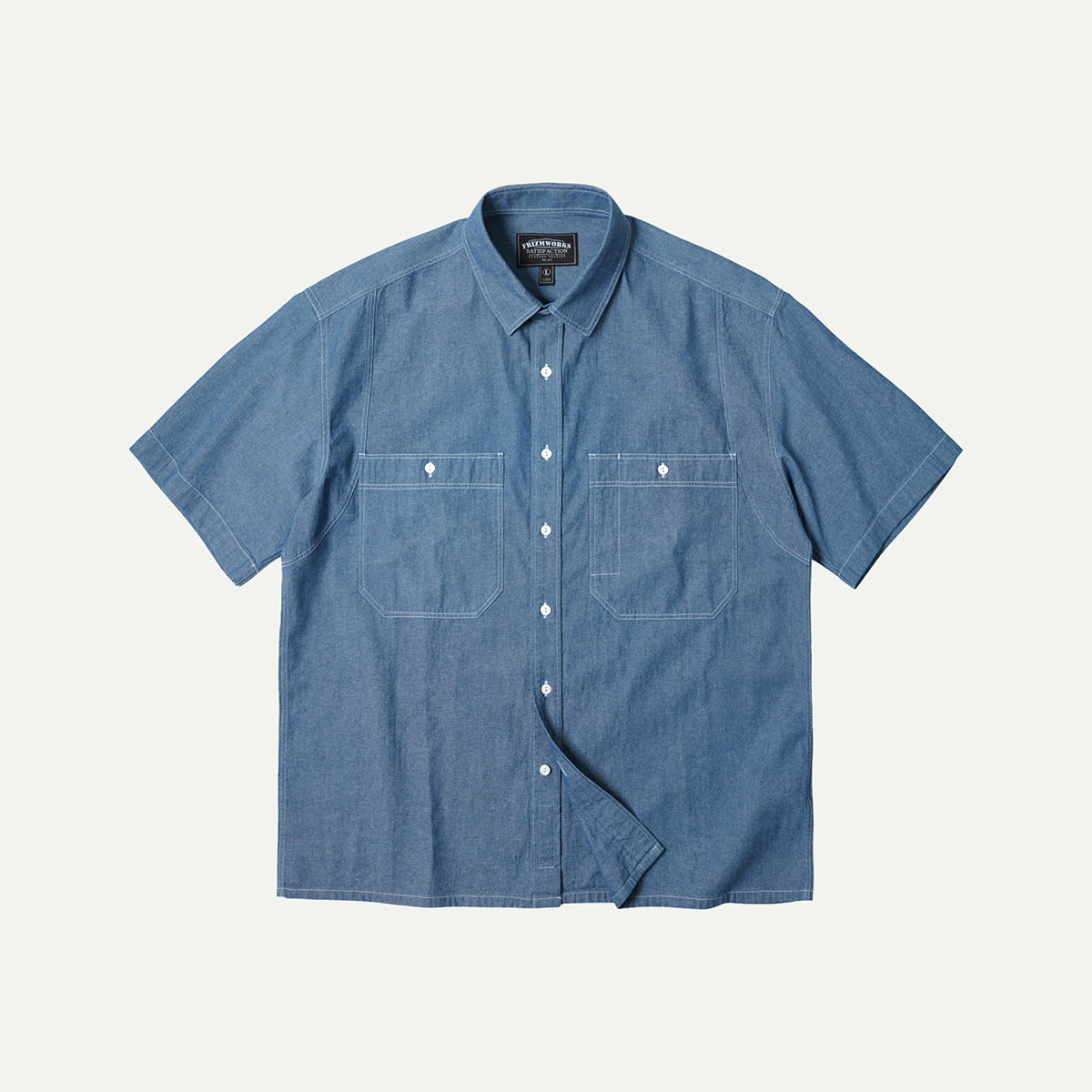 Blue Chambray Big Pocket Half Shirt