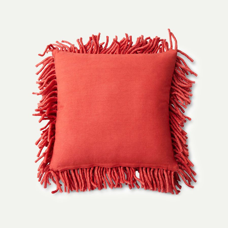Cherry Red Rugged Woolen Cushion