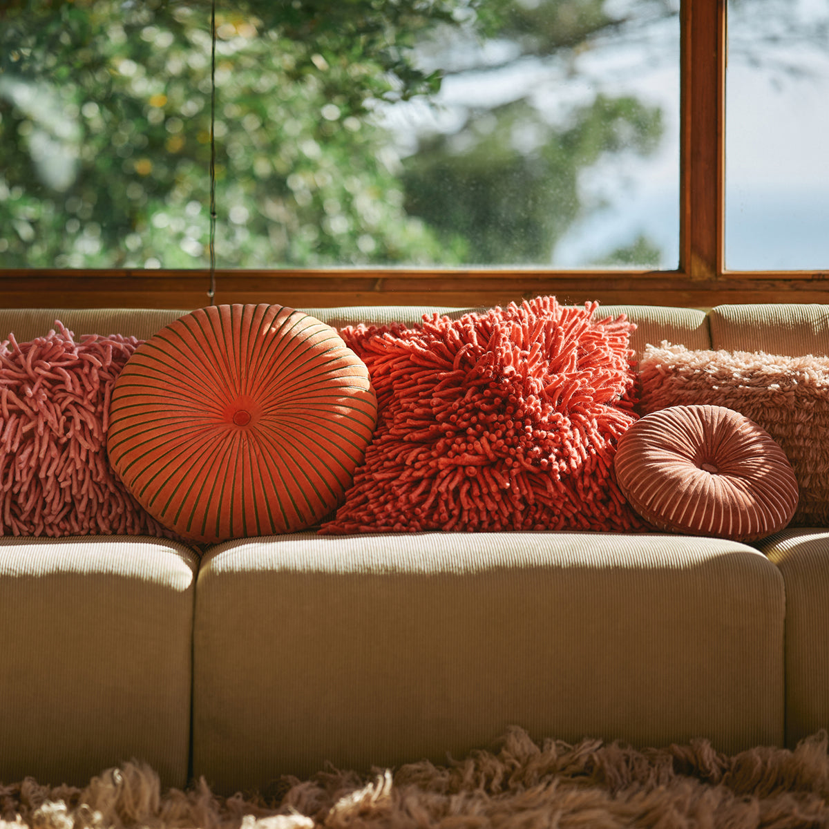 Cherry Red Rugged Woolen Cushion