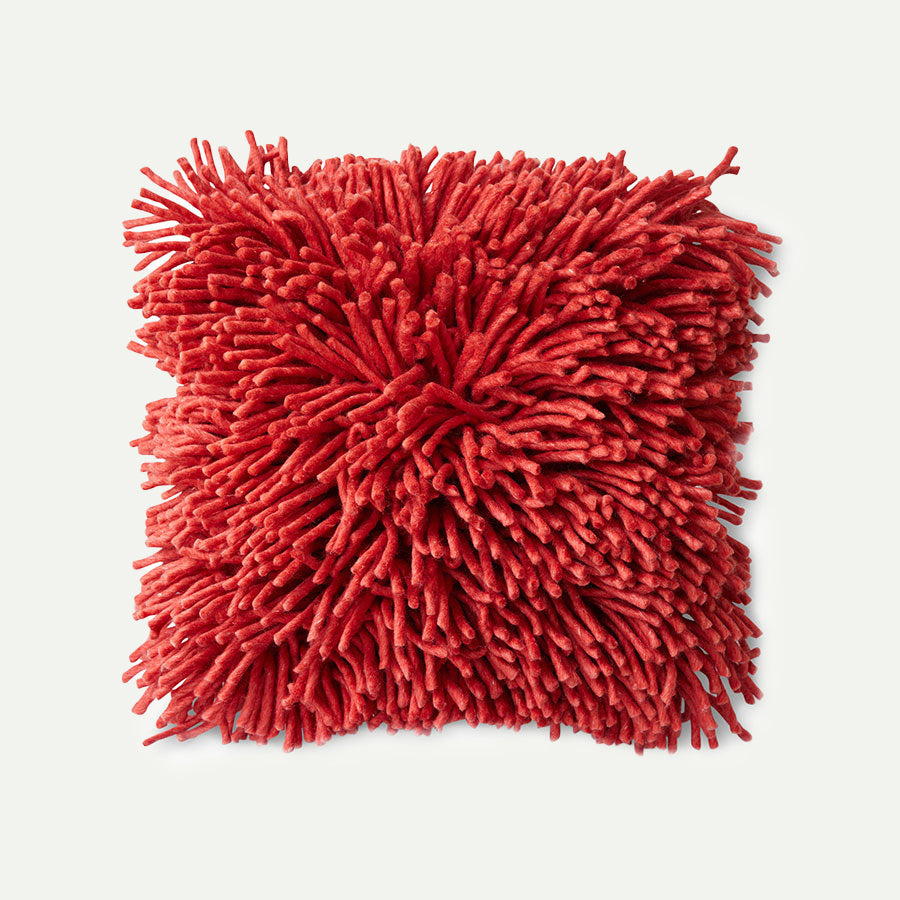 Cherry Red Rugged Woolen Cushion