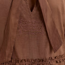 Sheer Choc Reed Drop Waist Ruffle Midi Dress