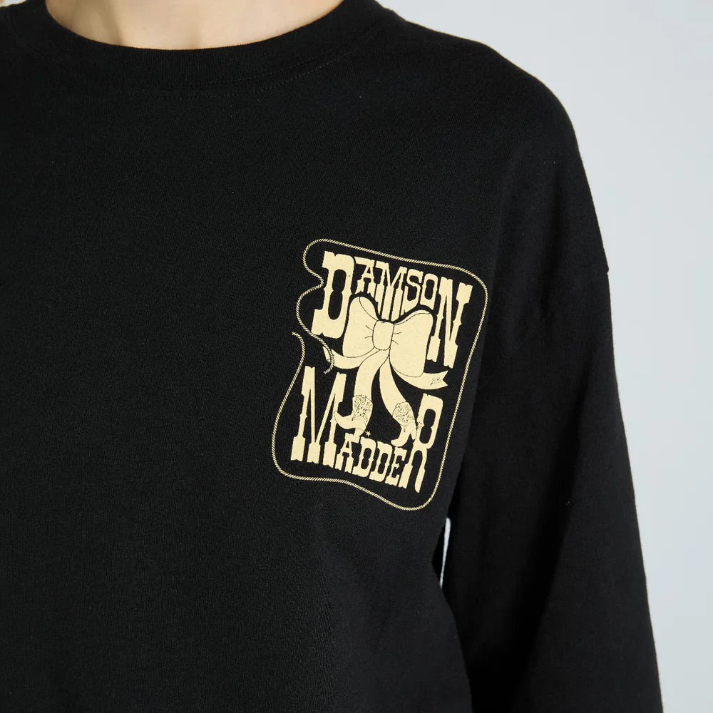 Charcoal Cow Bow Long Sleeve T-Shirt