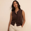 Brown Crochet Trim Cardigan