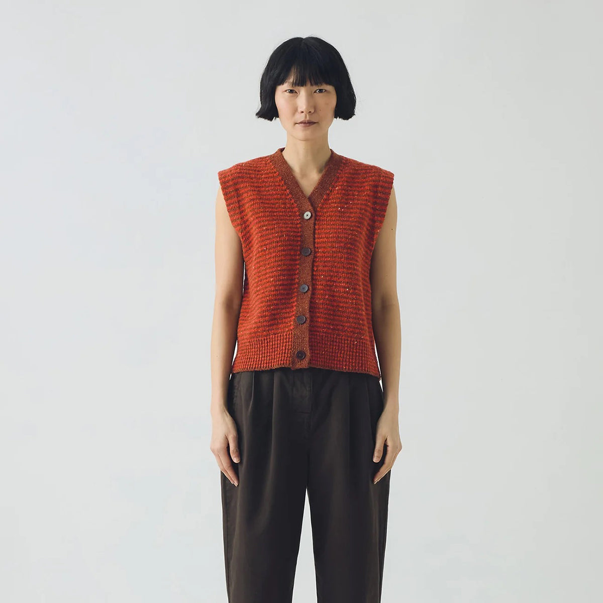 Brick/Red Striped Donegal V-Neck Tank