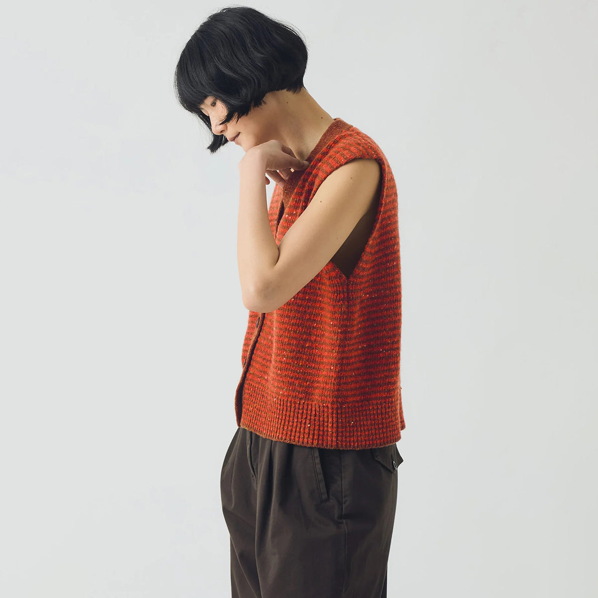 Brick/Red Striped Donegal V-Neck Tank