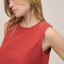 Red Double Gauze Stirling Tank Top