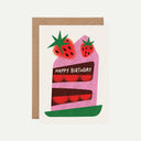 Happy Birthday Strawberry Cake Greeting Card