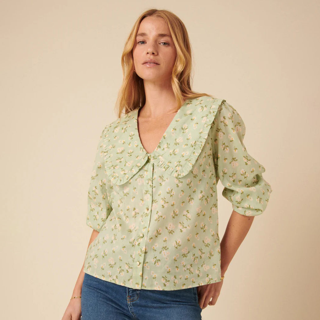 Green Ditsy Emmie Blouse