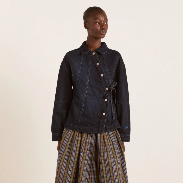 Blue Wavy Seams Finella Denim Shirt