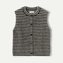 Flax/Charcoal Striped Donegal Wool Buttoned Tank