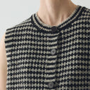 Flax/Charcoal Striped Donegal Wool Buttoned Tank